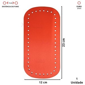 Fundo para bolsa de crochê 12x23cm retangular em couro sintético