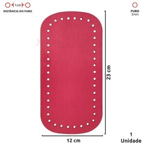 Fundo para bolsa de crochê 12x23cm retangular em couro sintético