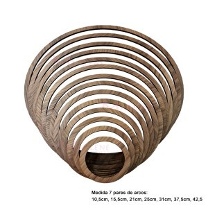 Kit arcos laminado cor madeira com 7 molduras em MDF