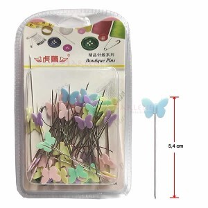 Alfinete para patchwork cabeça borboleta com 60 unidades