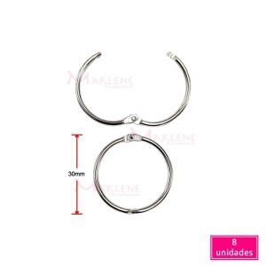 Argola articulada 30mm níquel com 8 unidades importada