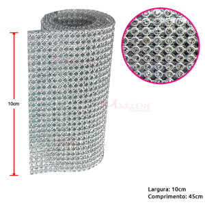 Manta de strass prata 10x45cm