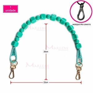 Alça com predraria bolas, cubos e mosquetão