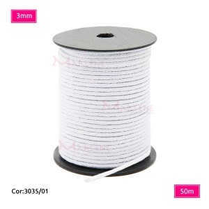 Cordão trançado São José 3mm de algodão branco com 50m