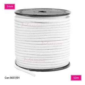 Cordão trançado São José 5mm de algodão branco com 50m