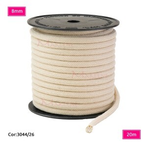 Cordão trançado São José 8mm de algodão crú com 20m