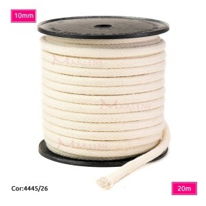Cordão trançado São José 10mm de algodão crú com 20m