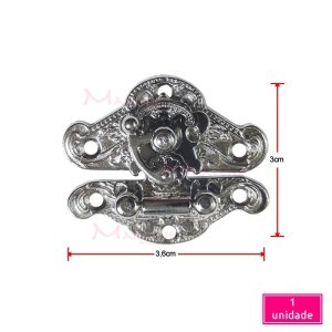 Fecho trabalhado para caixa níquel com trava ou torniquete unidade