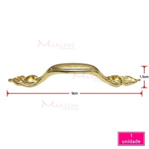 Puxador trabalhado 9cm latonado 1973 com 1 unidade