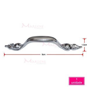 Puxador trabalhado 9cm níquel 1973 com 1 unidade