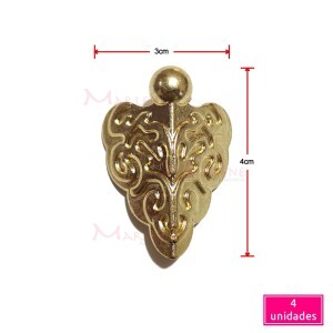 Pé de metal cantoneira grande trabalhado 4 unidades latonado