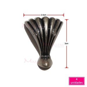 Pé de metal concha grande 4 unidades grafite 15278