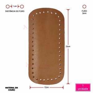 Fundo de bolsa caramelo em couro retangular 12x23cm