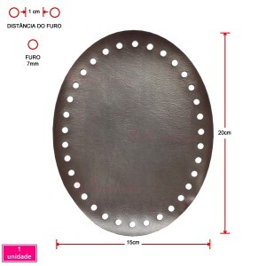 Fundo de bolsa marrom 15X20cm oval sintético