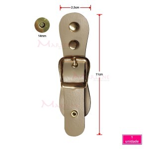 Fecho para bolsa com botão de ímã 14mm e fivela ouro