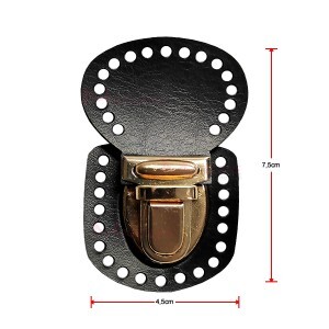 Fecho para bolsa crochê e tricô em metal ouro e corino