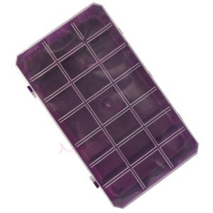 Estojo retangular roxo com 21 divisórias