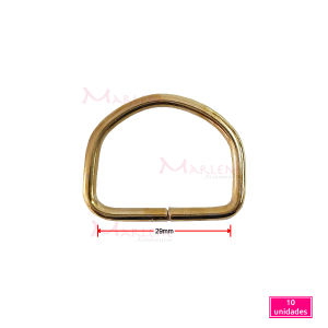 Meia argola 29mm latonada com 10 unidades.