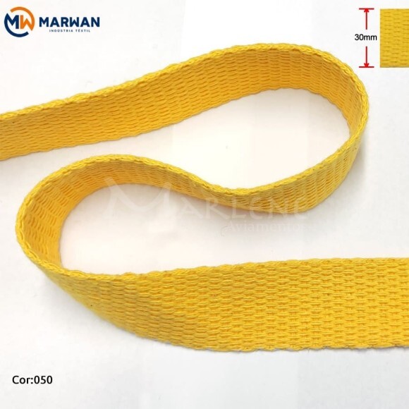 Cadarço de algodão 30mm amarelo ouro Marwan por metro