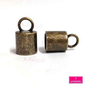 Ponteira com argola 12mm ouro velho metal 2 unidades