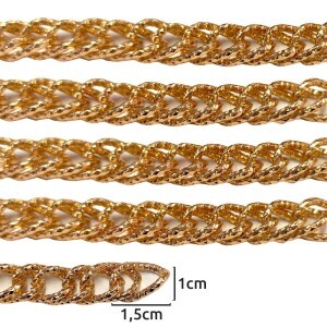 Corrente para alça ouro dupla craquelada XLT-072 por metro