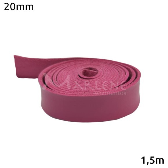 Tira de couro sintético 20mm pink com 1,5m