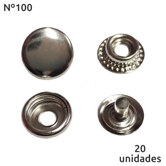 Botão de pressão nº100 (/100) níquel com 20 unidades níquel Baxmann