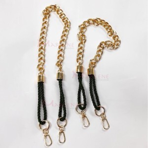 Alça com corrente ouro cordão São Francisco ponteira e mosquetão par