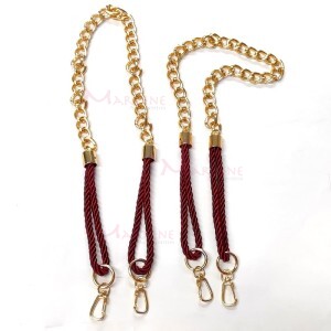 Alça com corrente ouro cordão São Francisco ponteira e mosquetão par