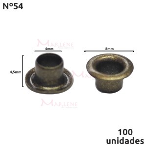 Ilhós 54 alumínio Baxmann com 100 unidades