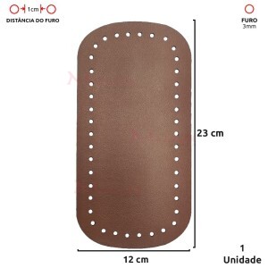 Fundo para bolsa de crochê 12x23cm retangular em couro sintético