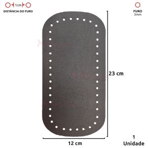 Fundo para bolsa de crochê 12x23cm retangular em couro sintético