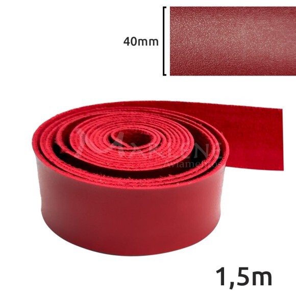 Tira de couro sintético 40mm vermelha com 1,5m