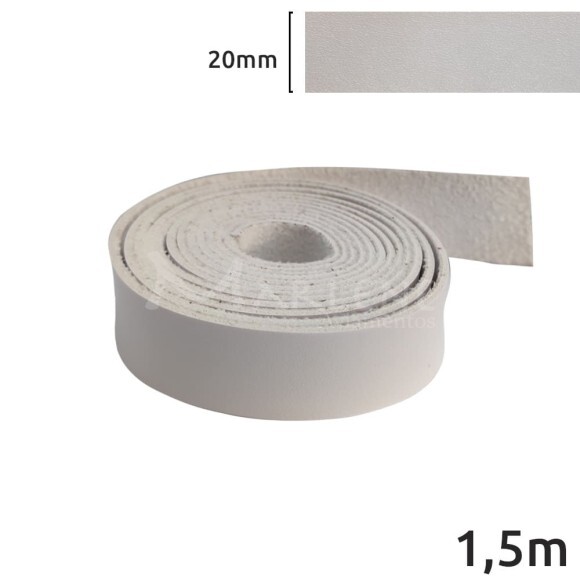 Tira de couro sintético 20mm branco com 1,5m