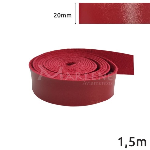 Tira de couro sintético 20mm vermelha com 1,5m