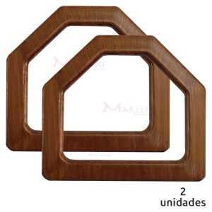Alça para bolsa meia argola cor madeira envernizada 7652 com 1 par (Plástica)