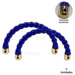 Alça trançada azul royal com ponteira dourada 7450 com 1 par