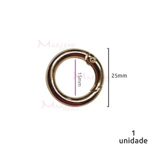 Argola articulada 15mm ouro (Mosquetão) 1 unidade