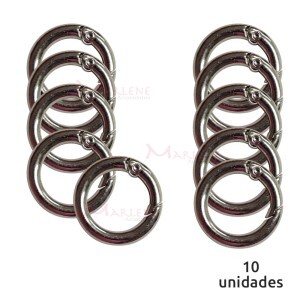 Argola articulada 15mm níquel (Mosquetão) com 10 unidades
