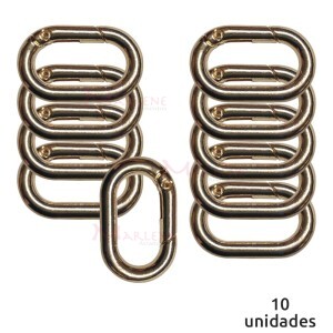 Argola articulada oval 25mm ouro (Mosquetão) com 10 unidades