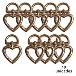 Coração articulado ouro importado (Mosquetão) DVP-30-5800 com 10 unidades