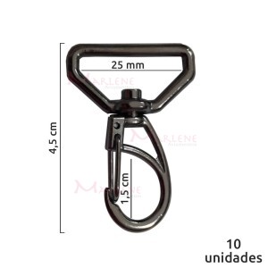 Mosquetão 25mm grafite 1166  aberto com 10 unidades