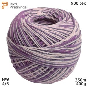 Barbante multicor rose nº6 (4/6) 400g com 350m Têxtil Piratininga