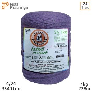 Barbante encorpado roxo 4/24 fios 1kg com 228m Têxtil Piratininga