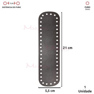 Fundo para bolsa de crochê 5,5X21cm retangular em couro sintético