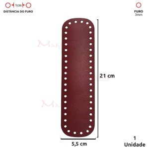 Fundo para bolsa de crochê 5,5X21cm retangular em couro sintético