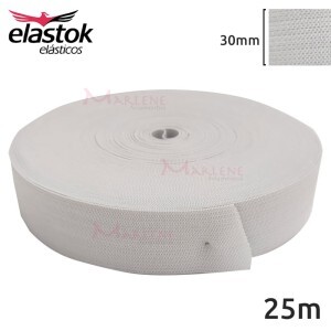 Elástico comum 30mm branco com 25m Elastok
