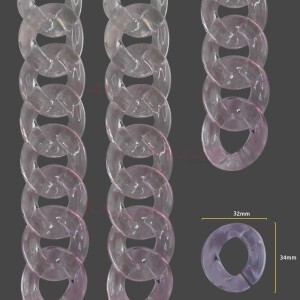 Corrente de resina elo 34X32mm cristal com aproximidamente 53 elos no metro