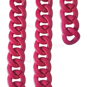 Corrente de resina elo 34X32mm pink com aproximidamente 53 elos no metro