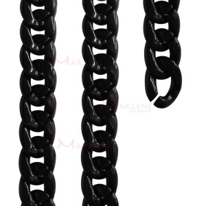Corrente plástica elo 23X17mm preta 9650 com aproximidamente 80 elos no metro